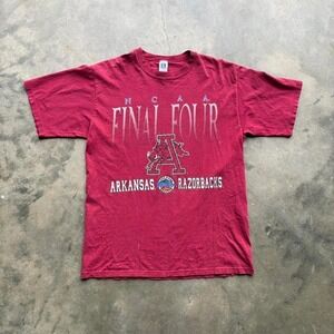 Vintage 90s Arkansas Razorbacks Final Four Tee Shirt Size Large